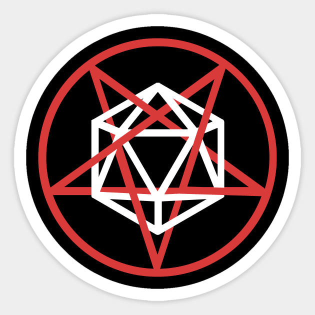 Satanic d20 Pentagram | Roleplaying Game Design Sticker by MeatMan